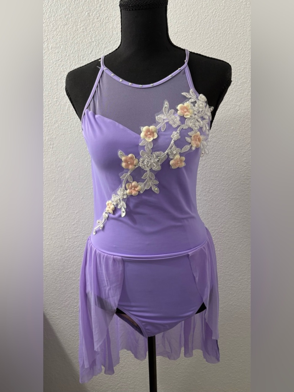 Lavender Floral Applique Dance Bodysuit